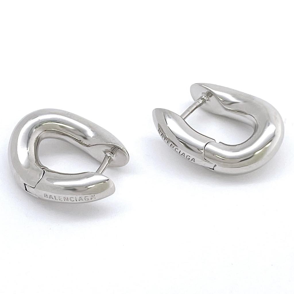 Мини-серьги-кольца Balenciaga, блестящие, серебряные 656263 TZ99S 0926 [Товар]