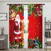 2 шт., красные шторы Санта-Клауса - полузатемняющие - подходят для гостиной, спальни, кухни, украшения дома на праздник
