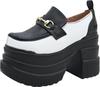 Yosuke Flat Loafers, 4460091, Women's, Black and White, Sizes 24.0cm-24.5cm [Parallel Import]