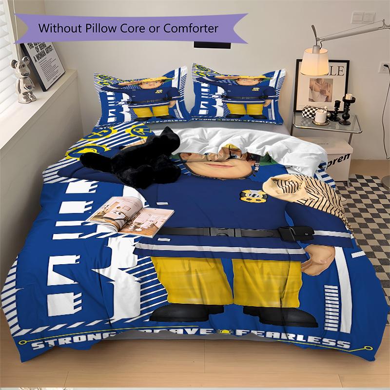 Fireman Sam'S Heroic Adventures Print 3Pcs Bedding Setduvet Cover With 2 Bedropillowcase Home Birthday Gift