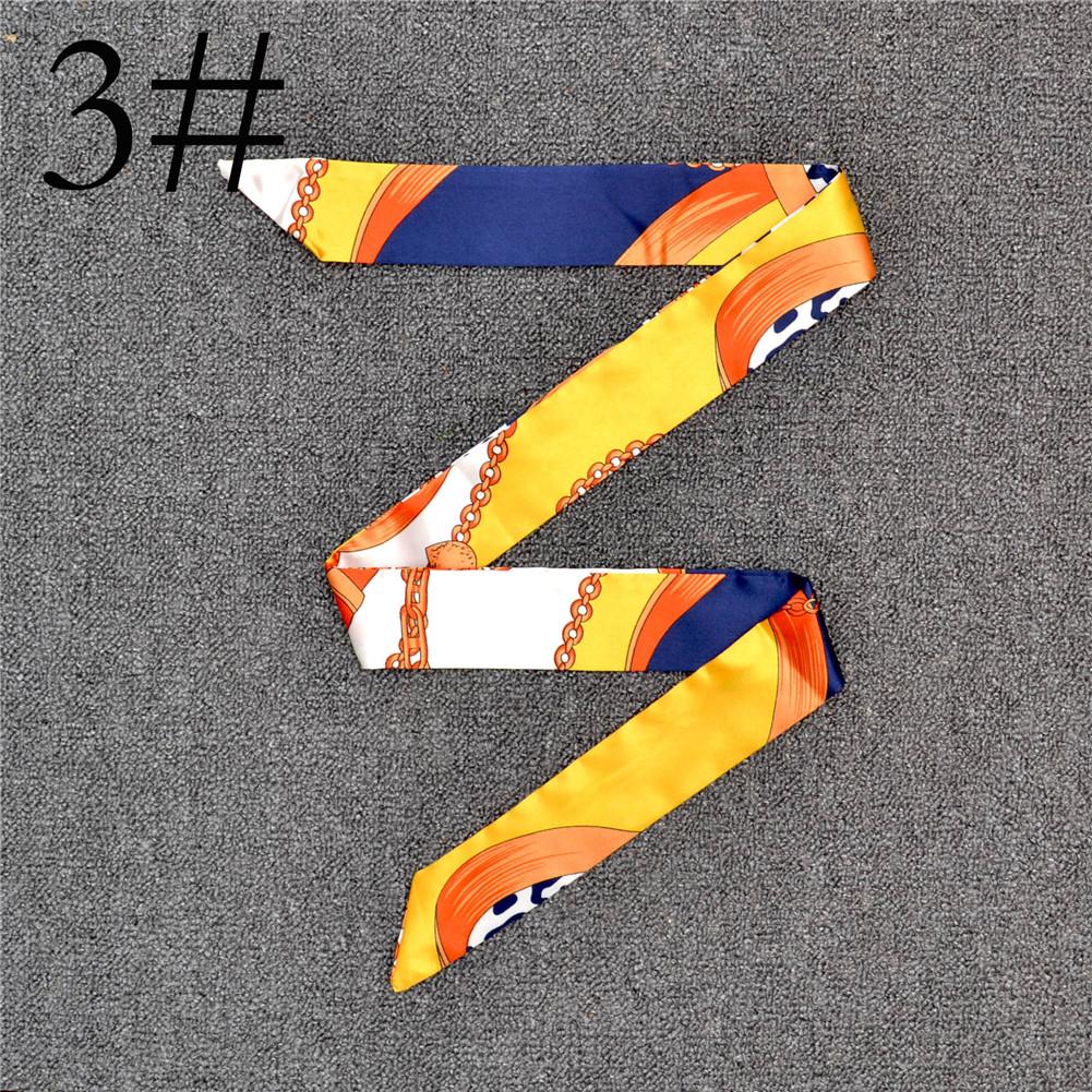 Fashion Color Printing Long Silk Scarf Women Ribbon Neckerchief Print 4cm Thin Narrow Scarves Bag Hair Band Ribbon Headscarve