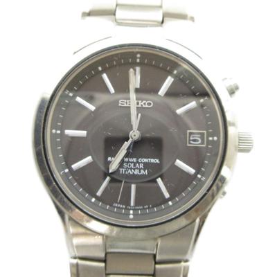 Seiko SEIKO Титановые Солнечные Часы с Датой Черно-Серебристого Цвета 7B22-0AD0, Радиоуправляемые, На Солнечной Батарее, Календарь, Циферблат,