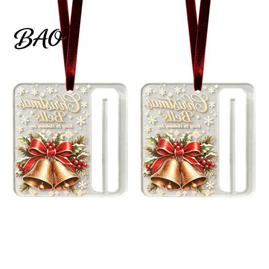 Surprise Cash Gift Packaging 2Pcs Christmas Holder Ornament, Acrylic Money Hanging Decor with Holiday Party Santa Snowman Design, Tree Pendant