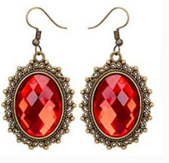 Vintage Baroque Crystal & Lace Dangle Earrings for Women - Black.