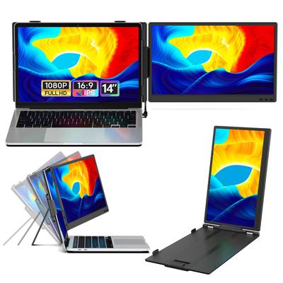 Портативный монитор FHD Dual IPS LCD для ноутбуков, совместимый с 14-дюймовым монитором, 1080P, Дисплей, Панель, для ноутбуков 13-17,3 дюйма, Легкий, USB-C/HDMI
