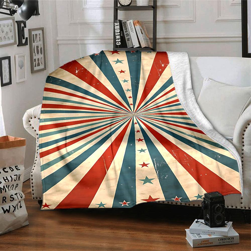 1pc Stars Stripes Lightweight Flannel Blanket, Comfortable and Warm Blanket, for Office and Camping Sofa Bed, Livingroom183