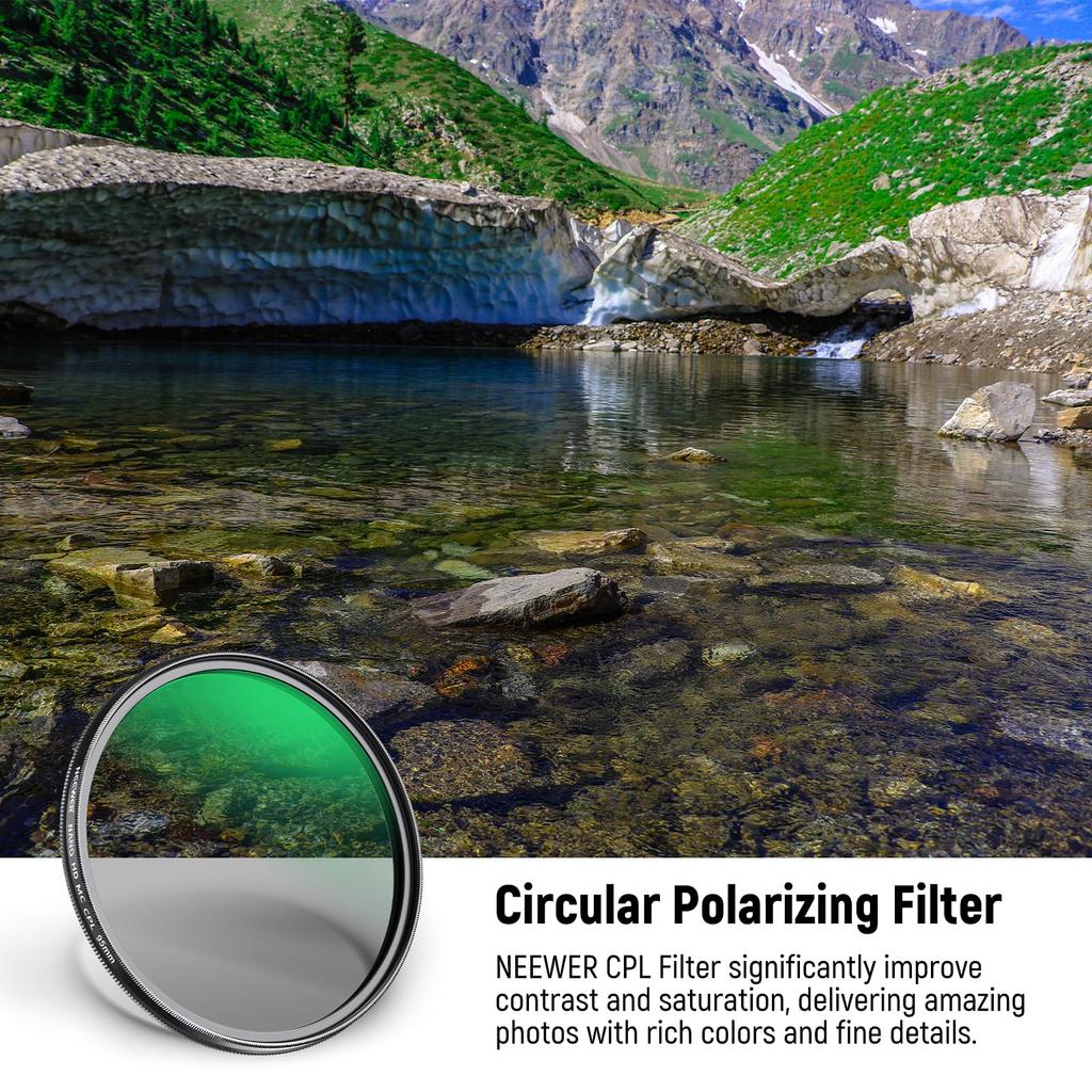 NEEWER 95mm Polarizing Filter Resistant Nano Coating MC CPL Circular Polarizing Filter HD Optical Glass Ultra Thin Lens Filter Reflection Reduction