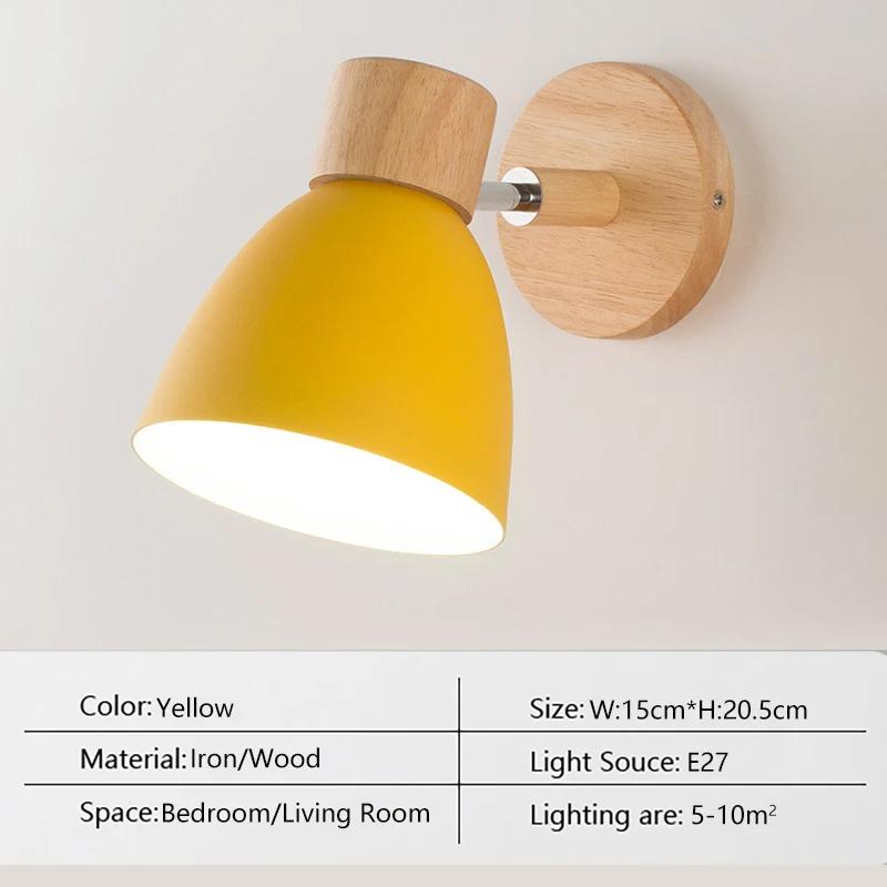 Retro Wooden Wall Light 6 Color Macaroon With Switch Wall Sconce For Bedroom Aisle Home Decor Modern Iron Interior Wall Lamps