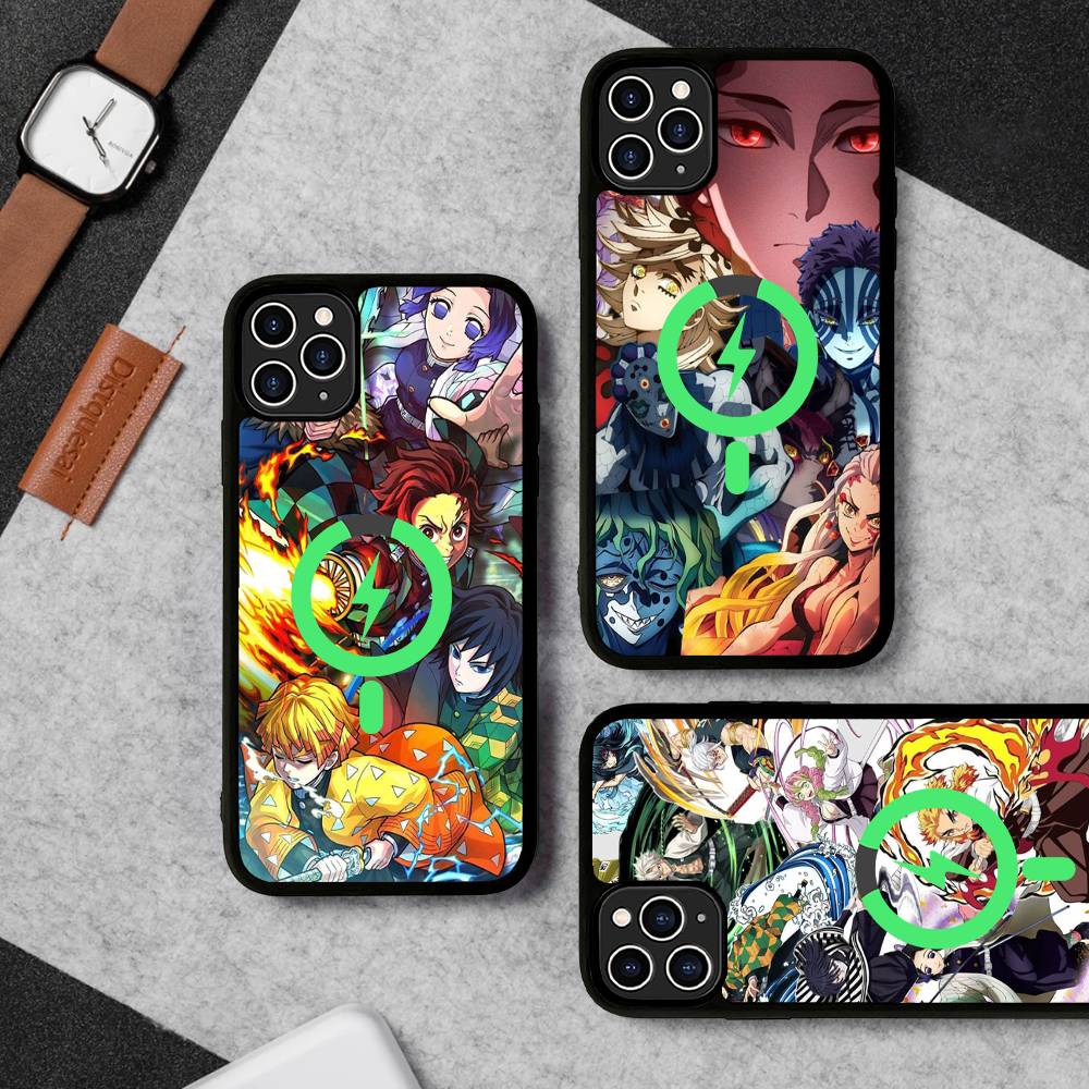 Demon Slayer Cartoon Phone Case Magnetic Case For IPhone 16 14 13 12 11 15 Pro Max Plus For Magsafe Wireless Charge Cover
