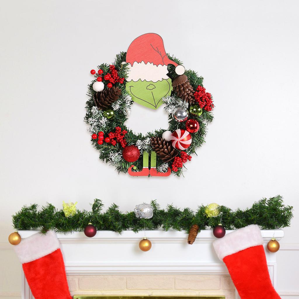 Christmas Simulation Decoration Wreath, Green Troublemaker Christmas Image, Window And Door, Hanging Party Props