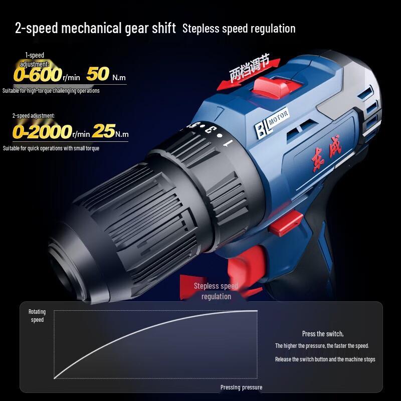 Бесщеточная аккумуляторная дрель Dongcheng 20V (вилка CN) (адаптер в комплекте)