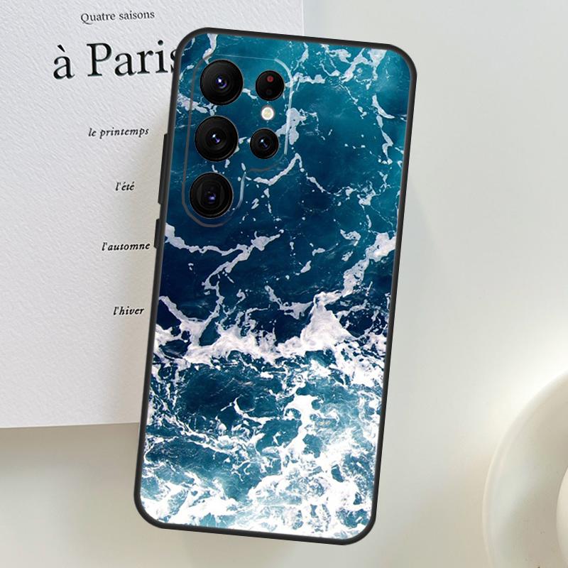 Blue Ocean Waves Sea Case For Samsung Galaxy S26 Ultra S24 S23 S22 S21 S25 Ultra S10 S20 Plus S25 FE Phone Cover