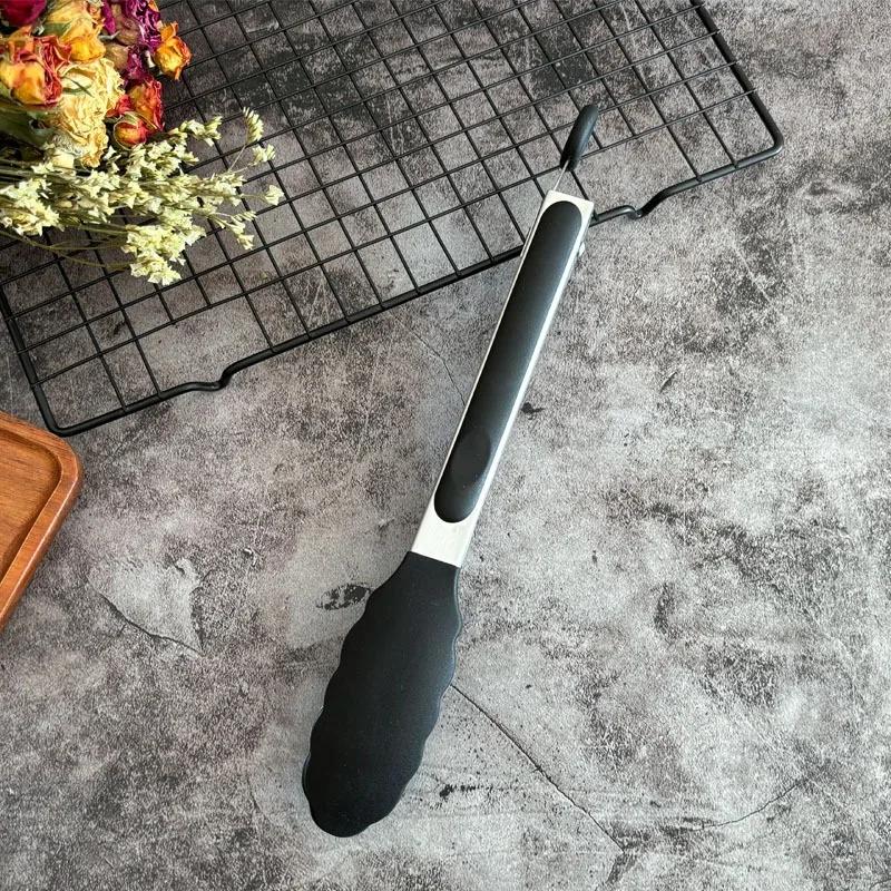 1/2 шт. Щипцы для еды из нержавеющей стали с противоскользящим теплоизоляционным силиконовым покрытием, щипцы для барбекю, инструменты для гриля, кухонные принадлежности