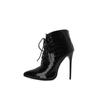 White Black Women Ankle Boots High Thin Heel Big Size 48