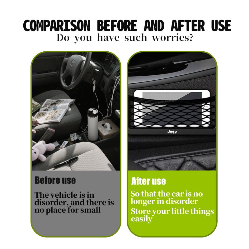 For Jeep Car Storage Mesh Bag Organizer Net Pocket Sticker Trunk Storage Bag Accessories Wrangler-JK Liberty JL Cherokee Patriot AMZ1