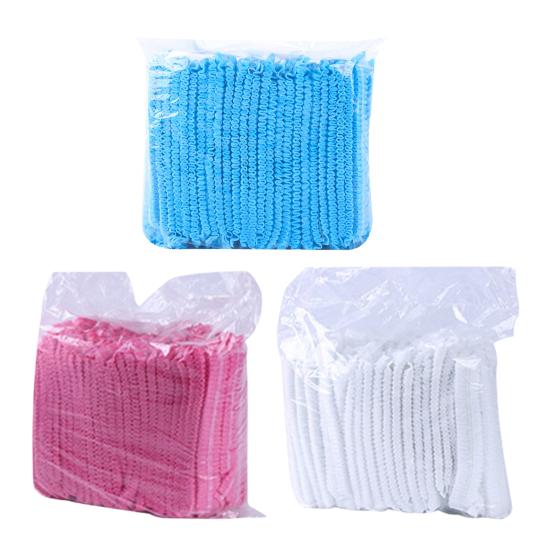 100Pcs/Bag Sterile Hats Elastic Anti-slip One Time Stretchable Dustproof Disposable Non Woven Fabric Hair Net Hats Beauty Accessories