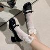 Sweet and Cool Patent Leather High-heeled Mary Jane Women's Shoes New Bow Light Mouth Round Head JK Single Shoes Glossy