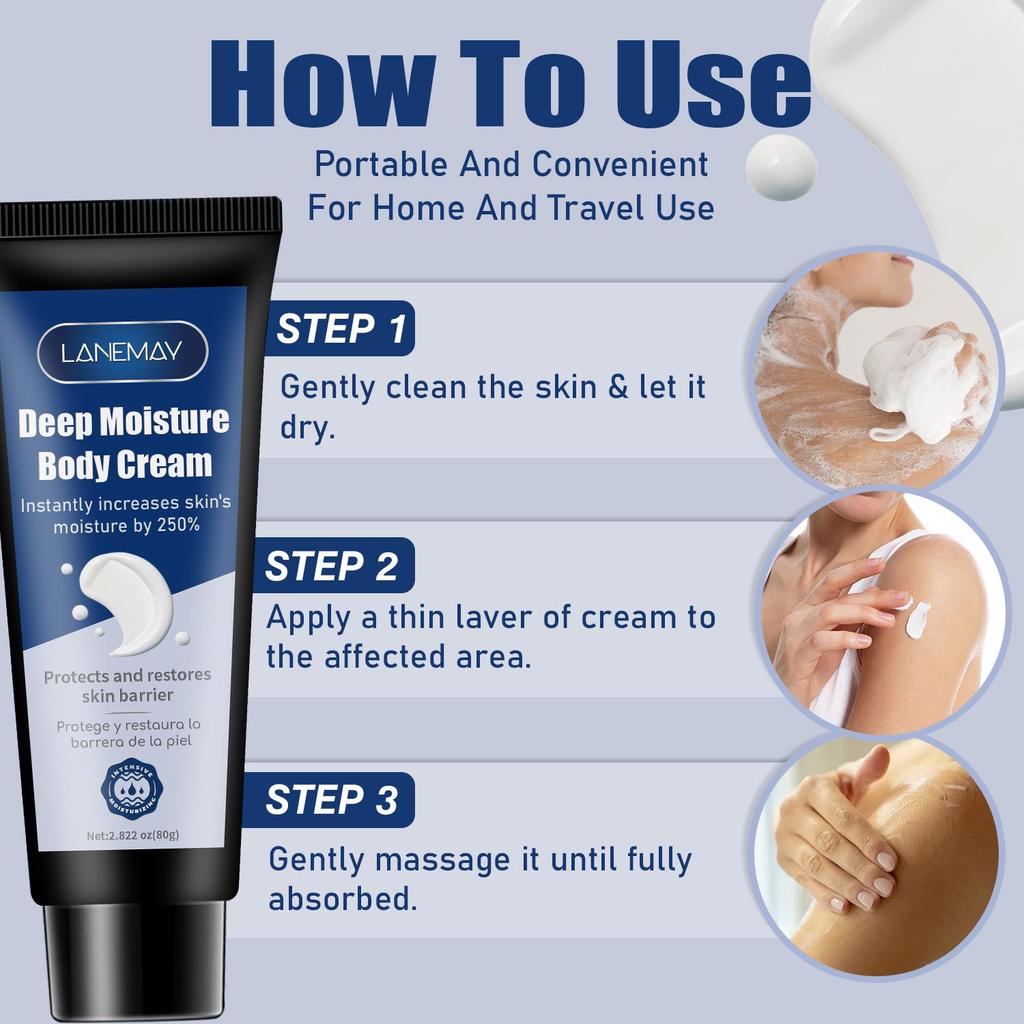 :Deep Moisture Body cream-Instantly Increeaeses Skin'S Moisture By 250%-Protects And Restores Skin Brrier-Suitable for All Skin Types, 80ml