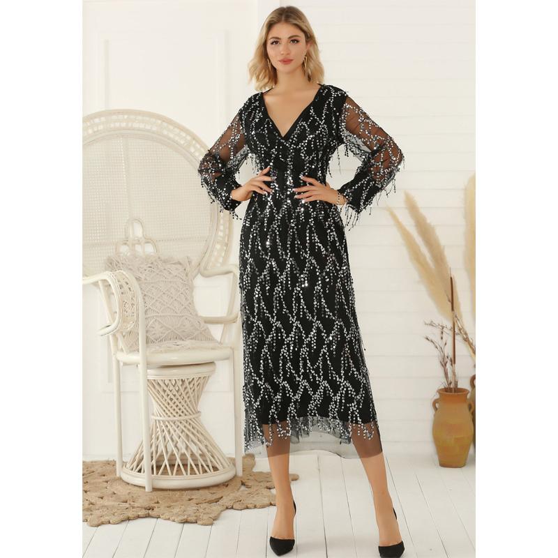 Elegant Bodycon Women's Dress for Women 2022 Summer Long Sleeve Maxi Party Bling Dresses Woman Robe Femme Ladies Vestidos Mujer