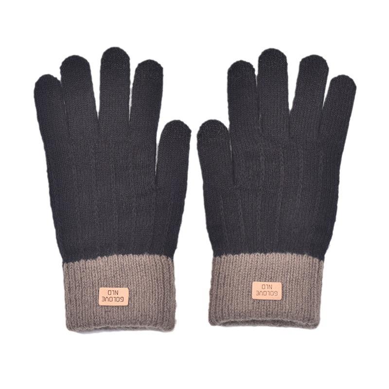 Зимние теплые вязаные женские перчатки из термошерсти, жаккардовой кожи с этикеткой, искусственный кашемир, игровые перчатки для сенсорных экранов