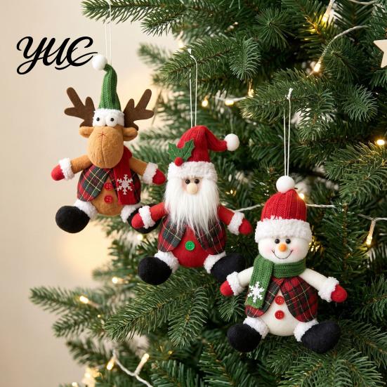 Plush Santa Snowman Elk Ornaments Christmas Hanging Ornament, Santa/Snowman/Elk Figures, Decorative Reusable Tree Pendants Xmas Pendant for