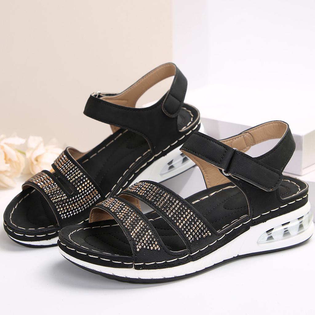 Female Open Toe Women's Sandals Outdoor Casual Sandals Women Crystal Round Toe Wedges Plus Size Shoes Women