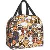 Cute Dog Lunch Bag Kawaii Puppy Lunch Box Animal Print Compact Tote Bag Reusable Purse for Women Picnic Beach Office Work