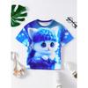 New Funny Animal Cat 3d Print Girls' T-Shirts Party Fashion Short Sleeved Tops Tee 2025 Casual T-Shirts Girls' Clothing