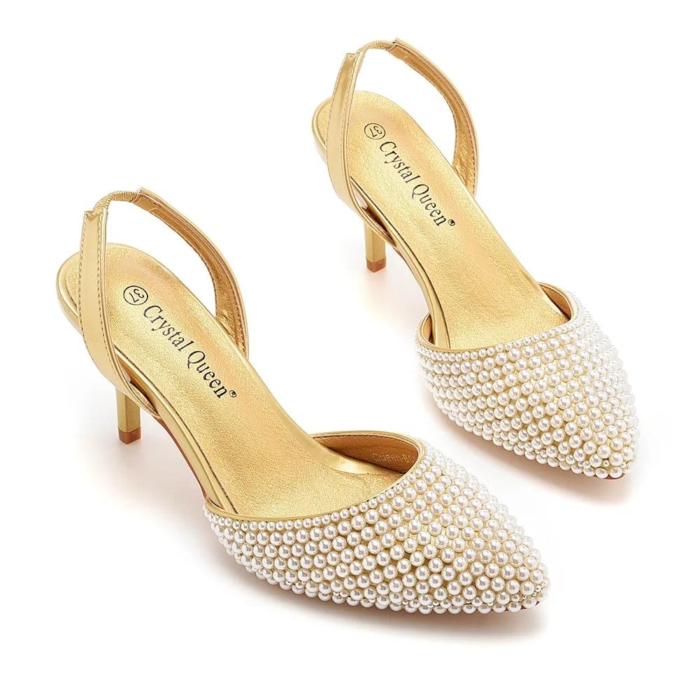 Plus Size 35-43 Shoes for Women Summer Elegant Women High Heel Comfortable Pearl Platform Shoes Wedding Party Sandalias De Mujer
