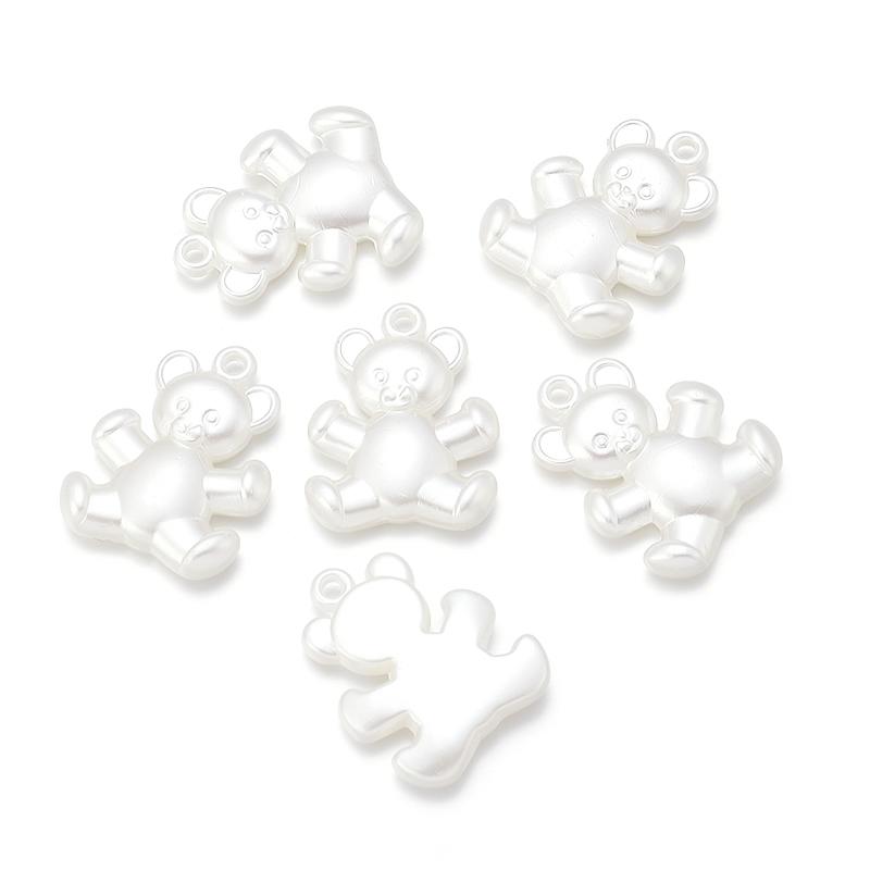 Imitation Pearl White Beads Bow Heart Mini Bear Loose Acrylic Beads For DIY Handmade Earrings Necklace Pendant Accessories