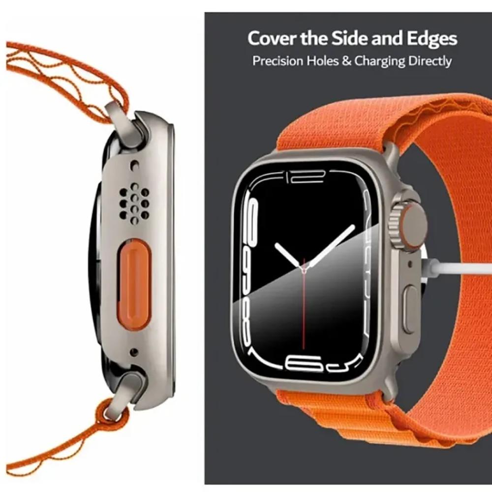 Защитный чехол-бампер для Apple Watch 44 мм 45 мм 40 мм 41 мм Жесткий ПК Передний и задний бампер для IWatch 9 8 7 6 5 4 Изменить на Ultra