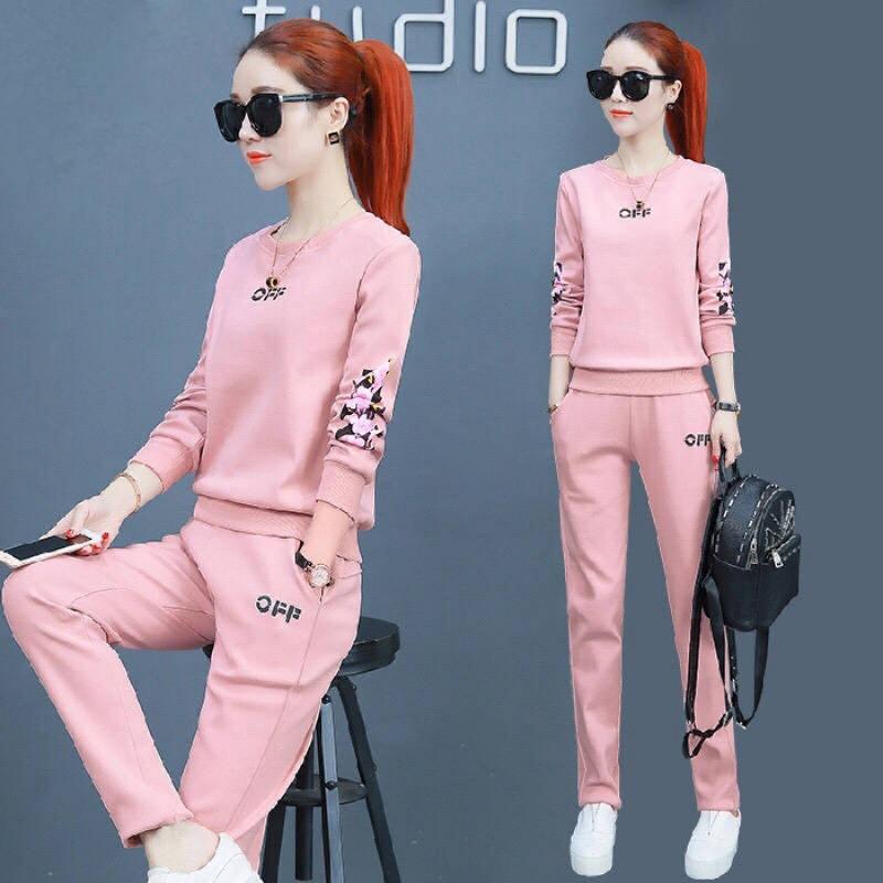 Спортивный костюм женский большого размера, весенне-осенняя спортивная одежда, модный повседневный свободный узкий свитер из двух частей