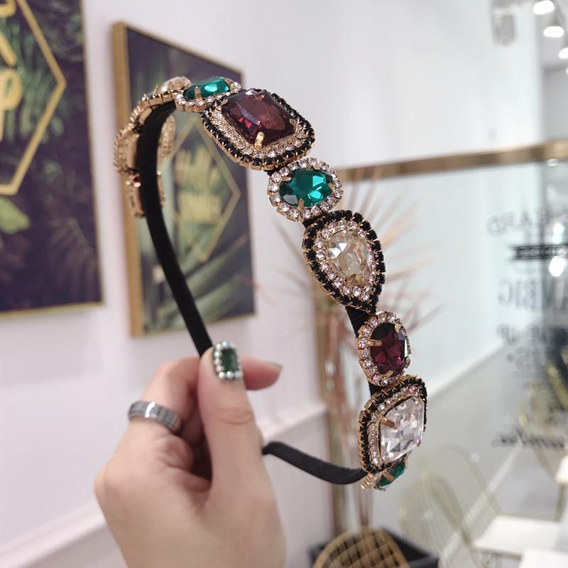 Барочные стразовые повязки на голову, обручи для волос для женщин, винтажные цветные блестящие хрустальные драгоценные камни, свадебная повязка на голову, головной убор, повязка на голову