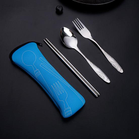 Набор столовых приборов с сумкой на молнии, набор дорожной посуды из нержавеющей стали, вилка, ложка, палочки для еды, прочный чехол для хранения для домашнего ресторана, на открытом воздухе
