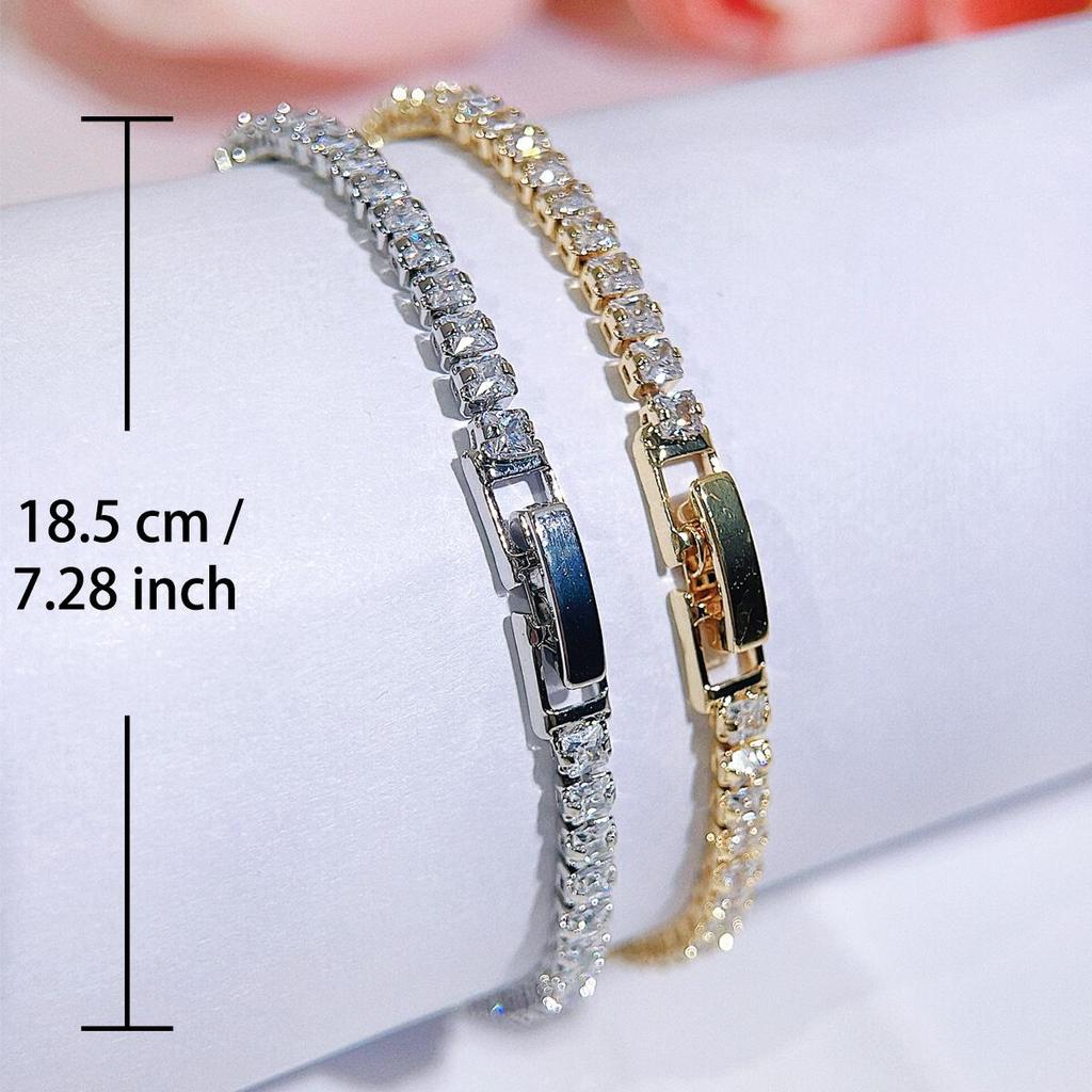 CMM Korean-Style Elegant Temperament Women's Jewelry High-Quality Metal Accessories Shiny Zircon Tennis Bracelet