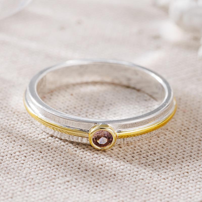 Classic Inlaid Purple CZ Women's Ring Retro Two Color Geometry Daily Wear Party Jewelry Anniversary Gift