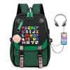 Kids School Backpack With Alphabet Lore Cartoon Design Large Capacity Oxford Fabric Bag Grades 2-6 Breathable Lightweight