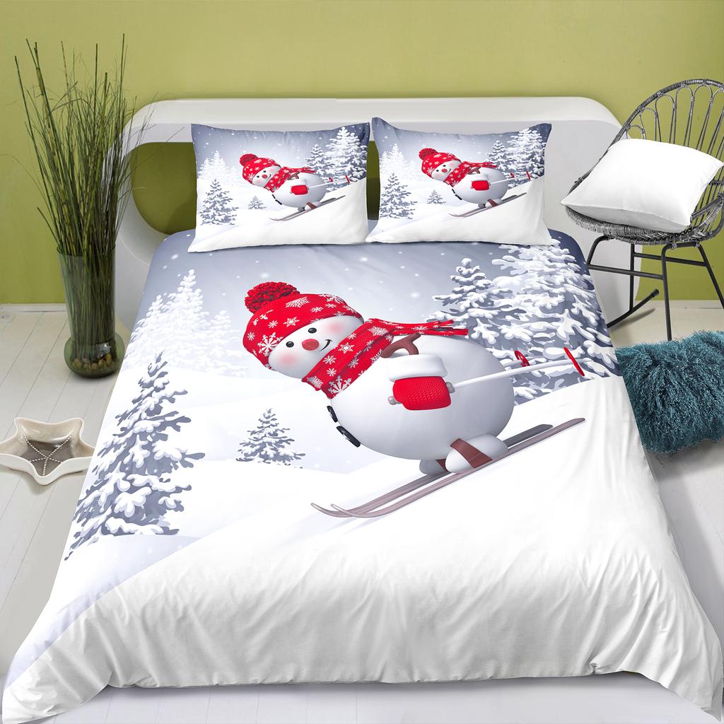 Постельное белье со снеговиком, пододеяльник и наволочка, комплект постельного белья размера «queen size», милые простыни размера «queen size» Juego De Cama