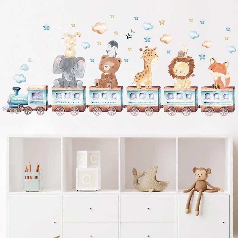 2PC Cartoon Cute Africa Animals Wall Stickers Elephant Giraffe Bear Fox Home Decoration