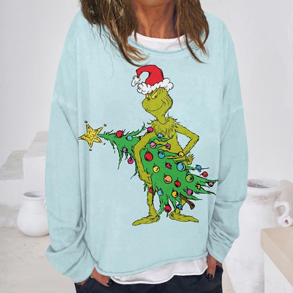 Женская повседневная модная винтажная толстовка с длинным рукавом и круглым вырезом с принтом, многослойный пуловер, топ