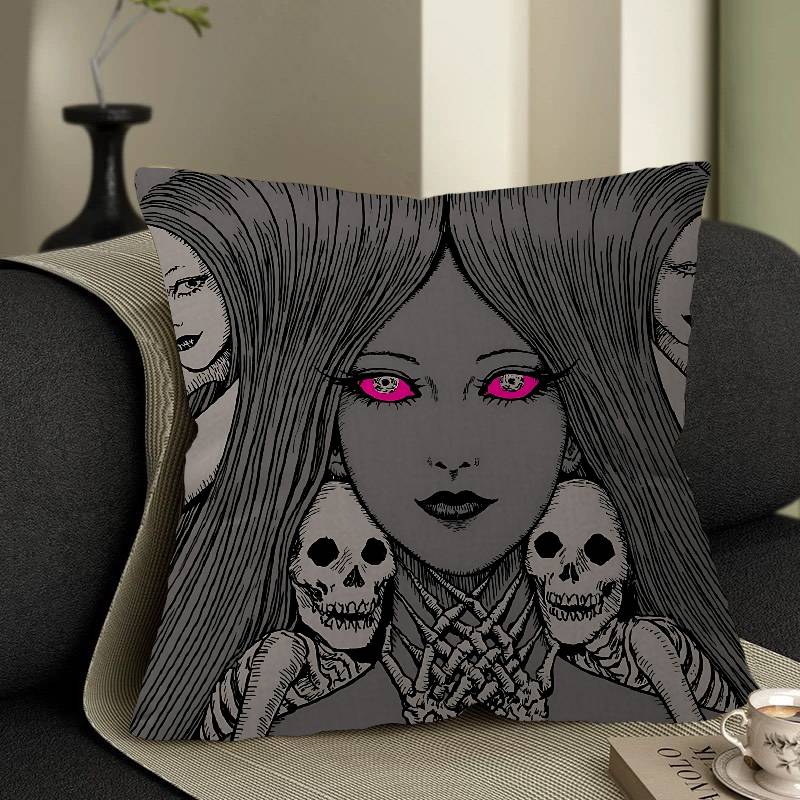 Junji Ito Kawakami Tomie Cushion Cover Polyester Sofa Cushions Decorative Throw Pillows Home Decoration Pillowcover