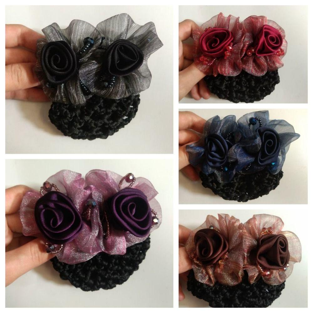 Crystal Women Hairpins Headdress Professional Headdress Jewelry Bun Net Snood  Gift