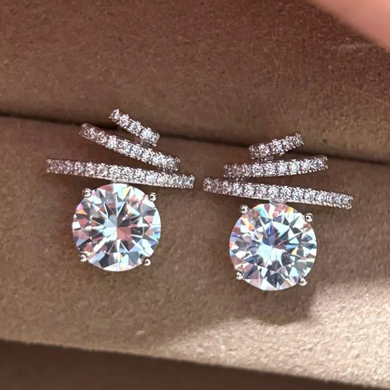 Huitan Novel Fashion Design Stud Earrings for Women with Shiny Cubic Zirconia Elegant Party Wedding Charming Lady Jewelry GiftGood product