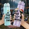 1PC Is This Jolly Enough Santa Art 750ml Color Plastic Sports Water Bottle Leakproof Flip Straw Lid Suitable for Sports Office Home Use