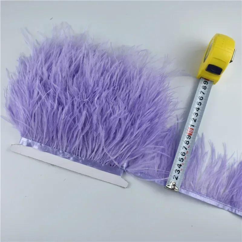 Feather1Meters Ostrich Feathers on Tape Ribbon Fringe Trim 8-10cm DIY Skirt Sewing Trimmings Clothes White Feather DIY Decor Decoration