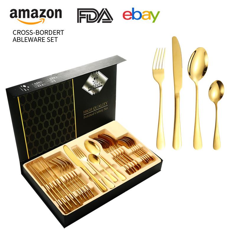 1010 Stainless Steel Tableware 24-piece Gift Box Set Hotel Western Tableware Steak Knife Fork Spoon Western Tableware Gift Box