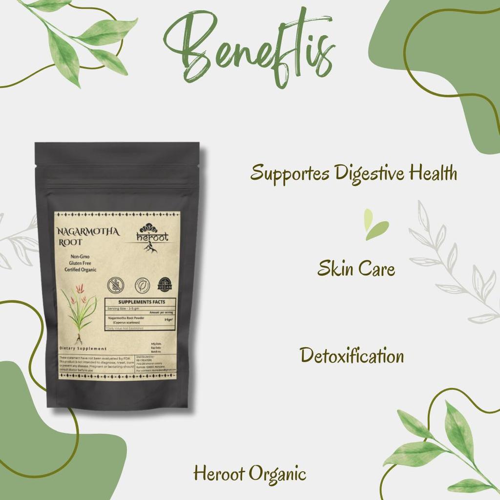 Organic Nagarmotha Root Powder 50gm Weight Loss, Skin & Hair Care, Digestion