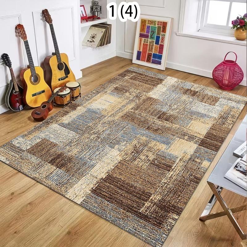 Soft Modern Abstract Distressed Gradient Geometric Boho Cozy Print Living Room Rug Washable Non-Slip Bedroom Rug for Home Decor