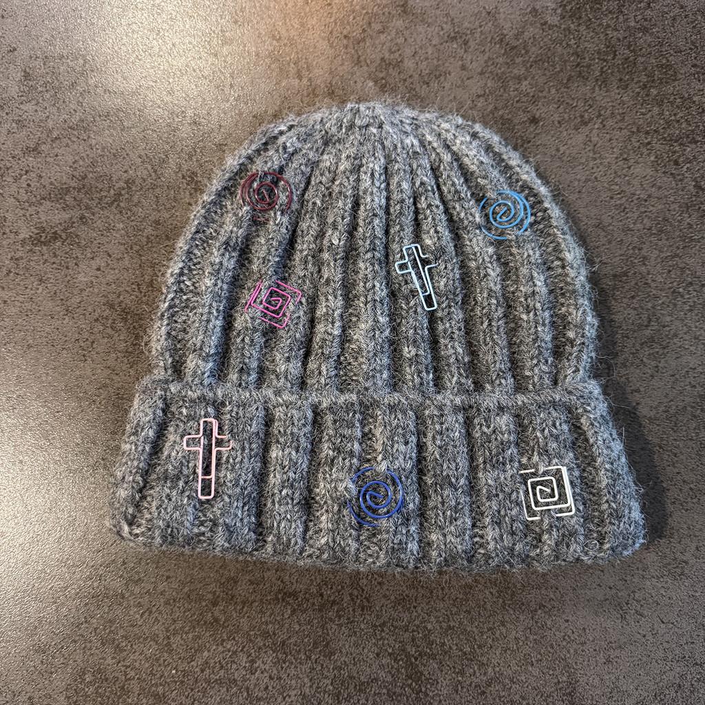 Fashion Knitted Hat With Double Ring Embellishment For Winter Sports And Casual