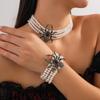 European & American Gothic Spider Pearl Choker Set: Dark-Style Beaded Multi-Layer Necklace